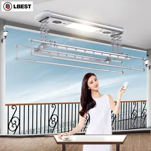 Intelligente elettrico a soffitto montato di sollevamento gancio di vestiti lavanderia rack di montaggio a parete elettrico vestiti asciugatrice