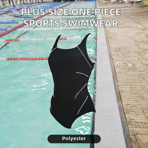 New Plus Size Solid One-Piece Women's Swimsuit with Crystal Front Design Anti-Chlorine Polyester Professional Swimming Beachwear - Product Image 2