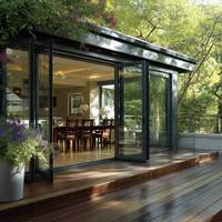 Porte pliante Sunnysky en verre feuilleté de sécurité, résistante aux ouragans, avec système de verrouillage multipoints, pour villas haut de gamme