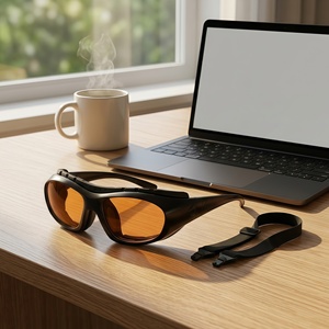 Gafas Deportivas 100% Anti Luz Azul, Montura Completa, Correa Desmontable, Lentes Naranjas de Protección Óptica para Adultos, Uso Casual - Product Image 3