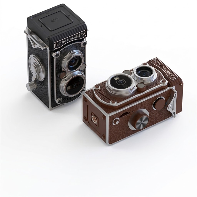 Dual Lens Vintage Digital Camera Night Vision FHD 1080P 48MP Autofocus Retro TLR Style Hand Crank Design Camcorder