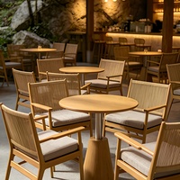 Table à manger ronde en bois massif et ensemble de chaises de café modernes, mobilier de maison imperméable pour bar, hôtel, entrée