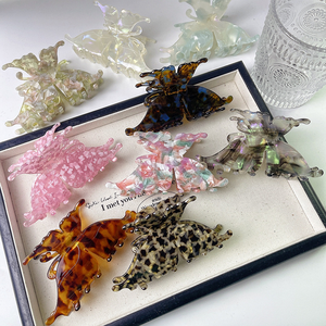 Accesorios para el cabello para mujer, pinzas para el cabello de acetato con diseño de mariposa nuevo colorido personalizado, pinza para el cabello para mujer, venta al por mayor - Product Image 1