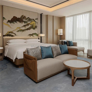 Custom 3 Star Hotel Project Bedroom Furniture Wood Base King Bed <b>Sets</b> With Upholstered Headboard Ottoman <b>Side</b> <b>Table</b> & Nightstand - Product Image 3