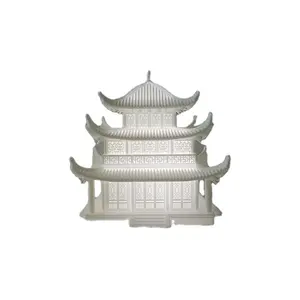 Resin SLA cetak 3D indah arsitektur Tiongkok Pagoda tepat Mock-up detail bagus transparansi tinggi