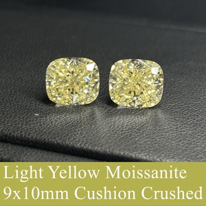 HQ GEMS Amarillo claro 5X5 -- 12X12mm 4 CTS Iced Crushed Cut Moissanite Fancy Vivied Yellow Cushion Diamond - Product Image 5