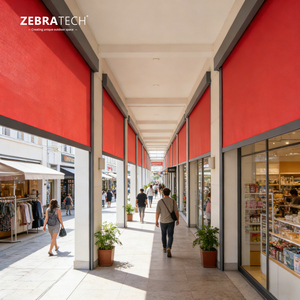 Stores à rouleaux horizontaux électriques automatiques en tissu avec fermeture éclair et guide-câble durable pour pergola bioclimatique et couverture de terrasse - Product Image 1