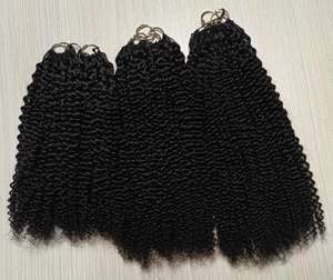 Collection de tresses au <span class=keywords><strong>crochet</strong></span> de <span class=keywords><strong>cheveux</strong></span> humains vierges brésiliens afro crépus bouclés couleur naturelle multi-courbure extension à trame unique - Product Image 2