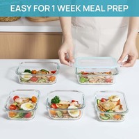 AMZ Hotselling Lot de 8 contenants en verre pour la préparation des repas contenants de stockage des aliments avec couvercles hermétiques