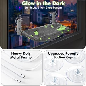 Sang trọng mèo cửa sổ cá rô có thể gập lại không dây kim loại khung vật nuôi võng giường Glow Dark trong nhà nghỉ ngơi chỗ ngồi phát sáng sao - Product Image 3