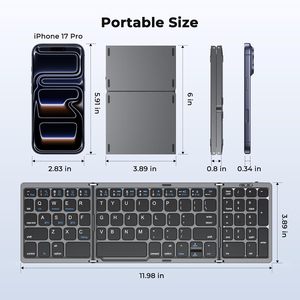 Rechargeable folding <b>keyboard</b> wireless <b>keyboard</b> portable pocket size foldable bluetooth <b>keyboard</b> with numpad - Product Image 2