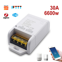 Módulo de Relé Inteligente Zigbee de 30A y 6600W, CA 85-265V, Interruptor de Control Remoto para Automatización del Hogar, Compatible con Alexa y Google Hub