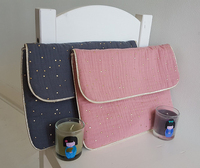 Pochette de rangement pour couches de bébé avec rabat, étiquette personnalisée, points d'or élégants, Double gaze de coton, rangement à domicile