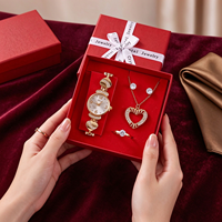 Ensemble cadeau écologique tendance et créatif pour femmes, montre à quartz, collier, bague, boucles d'oreilles pour la Saint-Valentin, anniversaire