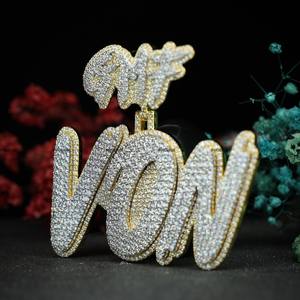 Pendentif Hip Hop personnalisé en argent sterling 925, pendentifs avec testeur de diamant VVS Moissanite, pendentif avec nom en lettres Ice Out - Product Image 5