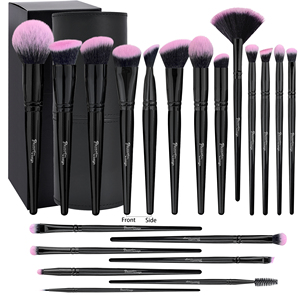 DailyQueen - <span class=keywords><strong>Juego</strong></span> <span class=keywords><strong>de</strong></span> 19 <span class=keywords><strong>Brochas</strong></span> <span class=keywords><strong>de</strong></span> Maquillaje Profesionales <span class=keywords><strong>de</strong></span> Lujo con Logotipo Personalizado, Color Negro Brillante, para Base <span class=keywords><strong>de</strong></span> Maquillaje y Delineador <span class=keywords><strong>de</strong></span> Ojos - Product Image 1