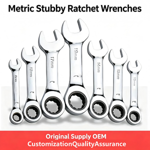 Combination <b>Wrench</b> Set Chrome Vanadium Steel Polished 1/2 Drive 6-Point Automotive Repair ToolShort-handled ratchet <b>wrench</b> - Product Image 5
