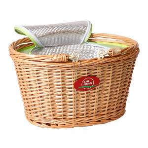 ZHIQUAN الملونة الخوص الصفصاف الروطان سلة مصغرة هدية شراء مقبض سلة النزهة مجموعة سلة التخزين مع حقيبة للحفاظ على البرودة لمدة 4 - Product Image 3