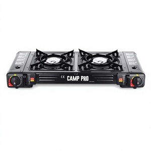 Fornello a Gas Portatile a Doppio Bruciatore 2.8kW ad Alta Potenza per Campeggio Esterno con Connettore a Doppio Uso CE - Product Image 2