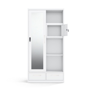 Armario de Acero Impreso con Puertas Correderas, Espejo y Dos Cajones, 900 mm, Desmontable y en Paquete Plano - Product Image 4