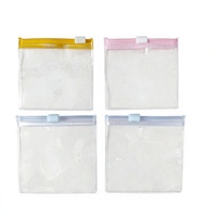 Pochette transparente en PVC avec fermeture éclair, glissière colorée, étanche, anti-poussière, mini étui en plastique transparent pour bijoux, accessoires pour cheveux, rangement pour femmes