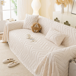 <b>Sofa</b> <b>Cover</b> Full Coverage Geometric Pattern Cotton Fleece <b>Sofa</b> Blanket Non Slip Seat Cushion <b>Cover</b> 145-185CM Modern Style - Product Image 1