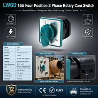 Commutateur rotatif universel à came 2 phases 3 positions LW6D 10A 16A pour le contrôle des fours industriels CE