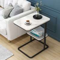 Table d'appoint carrée de luxe moderne pour salon d'hôtel, en acier inoxydable doré et marbre