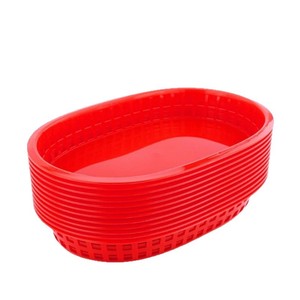 Oval Plastic Food Basket Red <b>Stackable</b> Kitchen <b>Storage</b> <b>Container</b> for Fried Chicken and French Fries - Product Image 1