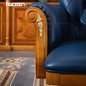 HAOSEN เก้าอี้ผู้บริหารหนัง,เก้าอี้ผู้บริหารทำจากไม้เนื้อแข็งสไตล์อิตาลีคลาสสิกด้านหลังสูง