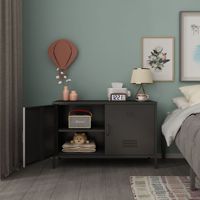 Lemari TV Minimalis Modern RUOYI dari Logam dengan Penyimpanan Multi-Lapisan untuk Penggunaan di Ruang Tamu, Kamar Tidur, atau Samping Sofa