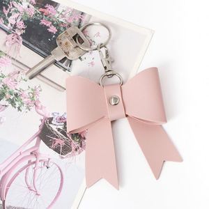 Stocked 6 Colors Durable Elegant Cute Bow Charm Hanging PU Leather Bag Purse <b>Key</b> Chains Accessory Gift for Girls Women Birthday - Product Image 4