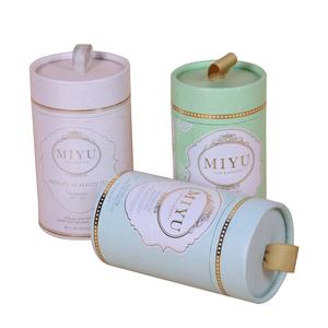 مادة قابلة لإعادة التدوير هدية فاخرة من الورق المقوى أنبوب اسطوانة التعبئة والتغليف مع الشريط - Product Image 6