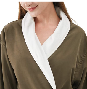 Terry Lined Microfiber Thermal Elegant Luxury Hotel Robe Spa Bathrobe Custom Logo Quick Dry Breathable Full Sleeve Ankle-Length