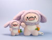 Requin rose en peluche personnalisé de 4 pouces lapin porte-clés jouet mini ornement avec carotte riche en détails pour le cadeau