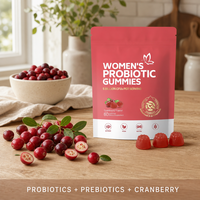 Gummies Probiotiques pour Femmes 5 Milliards de UFC Saveur Canneberge Végétaliennes Sans Sucre Santé Vaginale OEM Marque Privée Vente en Gros