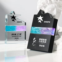 Sports Champion Tournament Glass Awards Série Iceberg Cristal Forme Hexagone Sculpté avec Technique de Gravure