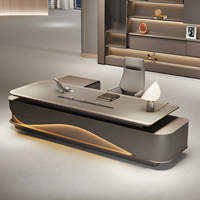 Design Luxe Léger Mobilier de Bureau Table Exécutive E1 en Bois de Haute Qualité pour PDG avec Prise Intégrée pour Bâtiments de Bureaux