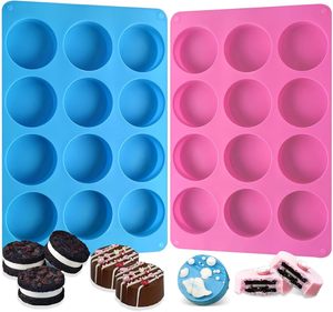 Moldes de Silicona Redondos de 12 Cavidades <span class=keywords><strong>para</strong></span> Chocolate y Galletas, <span class=keywords><strong>Molde</strong></span> de Silicona Cilíndrico <span class=keywords><strong>para</strong></span> Oreos Cubiertos de Chocolate, Galletas y Jabón - Product Image 6