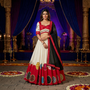 Robe longue ethnique pour femme, style Lehenga, en coton Khadi, coupe évasée, pour la fête de Garba, vente en gros - Product Image 1