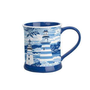 Tasses en céramique personnalisées sur <span class=keywords><strong>le</strong></span> thème de l'océan avec des motifs de <span class=keywords><strong>phare</strong></span>, d'ancre, de coquillage et de voilier pour les grossistes en cadeaux souvenirs - Product Image 6