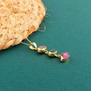 YASHEE Natural <b>Ruby</b> Rough Crystal Pendant <b>Necklace</b> Bezel Setting Chakra Healing Raw Gemstone Unisex Everyday Wear - Product Image 3