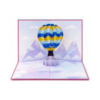 Carte pop-up 3D Montgolfière Rêveuse Personnalisable – Couleurs et Motifs de Couverture, Design en Papier Multicouche, DIY Anniversaire Personnalisé