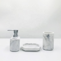 Ensemble de 4 pièces de luxe pour salle de bain, cuisine et décoration intérieure – Accessoires de salle de bain en résine