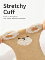 Chaussettes d'intérieur pour bébé en tissu éponge épais et chaud avec oreilles d'ours en 3D, antibactériennes, antidérapantes, de qualité supérieure, pour la marche en hiver