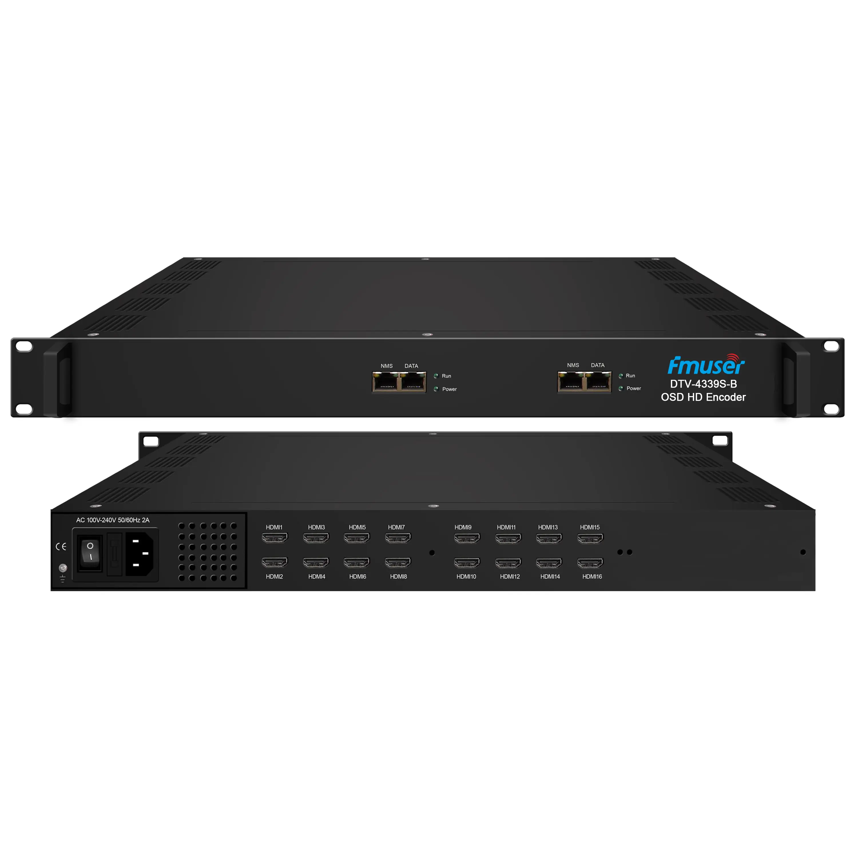 FMUSER DTV-4347S-B 16 HD Mpeg4/H.264 in IP 16SPTS Streaming Digital TV système tête de gamme 16 canaux IPTV OSD encodeur