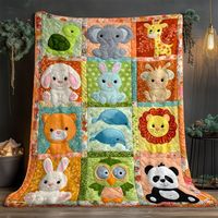 Couverture matelassée patchwork animaux de la jungle mignons pour enfants, motif lion, girafe, éléphant, panda, couverture de lit personnalisée, couverture chaude pour bébé, cadeau