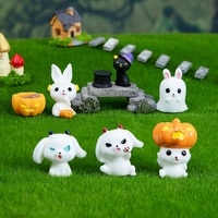 Accessoires en résine Whimsigoth Lapin d'Halloween Peints à la main 3D Ornements de jardin fantaisistes Charmants Décoration d'intérieur directement de l'usine