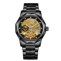 Nouvelle montre de luxe pour homme, style affaires, avec tourbillon, squelette transparent, mouvement automatique, boîtier en alliage de 45 mm, acier inoxydable