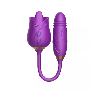 2 trong 1 sản phẩm không thấm nước âm vật kích thích lưỡi liếm Vibrator Rose dành cho người lớn sexy đồ chơi